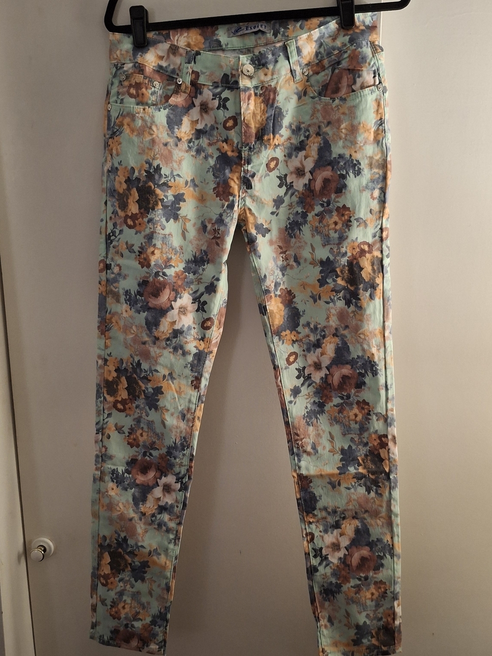 Exocet Women's Floral Print Skinny Pants - Mint Blue Floral
